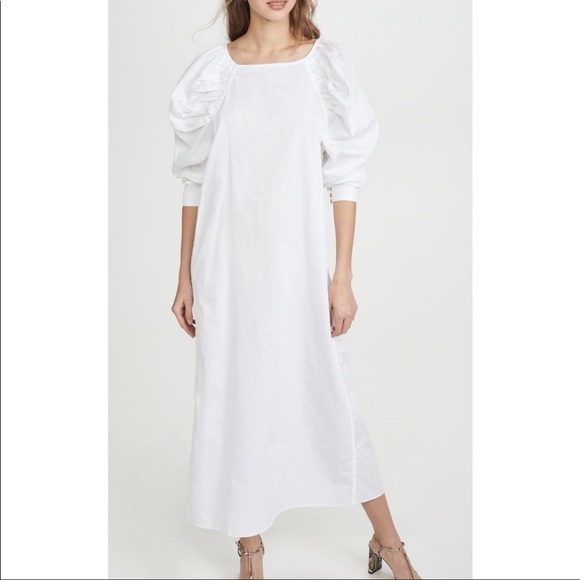 NWT Mara Hoffman Elisabetta White Dress Puff sleeve square neck Maxi size small - Picture 4 of 16